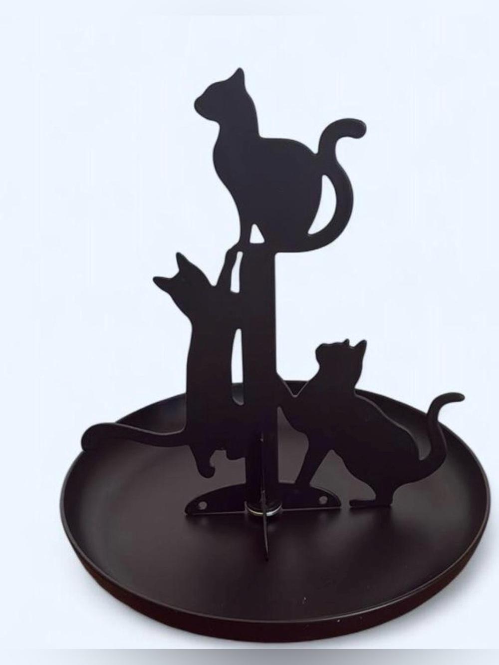 Black cat metal jewelry holder unique whimsigoth witchy